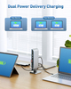  Специальная двойная док-станция с KVM-переключателем USB C, 4K, 60 Гц, для 2 компьютеров, зарядка до 100 Вт, DisplayPort и HDMI, порт USB-A/C 10 Гбит/с, совместимость с Thunderbolt 4