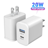 Зарядное устройство USB C, быстрое зарядное устройство для iPhone PD 20 Вт, двухпортовое зарядное устройство со складной вилкой типа C
