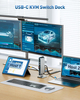  Специальная двойная док-станция с KVM-переключателем USB C, 4K, 60 Гц, для 2 компьютеров, зарядка до 100 Вт, DisplayPort и HDMI, порт USB-A/C 10 Гбит/с, совместимость с Thunderbolt 4