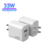 Настенное зарядное устройство USB C GaN 33 Вт PD 30 Вт + QC 4,0 PPS Блок сверхбыстрой зарядки с дисплеем ватт и складной вилкой Адаптер питания с портом Type-C 