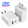 Зарядное устройство USB C, быстрое зарядное устройство для iPhone PD 20 Вт, двухпортовое зарядное устройство со складной вилкой типа C