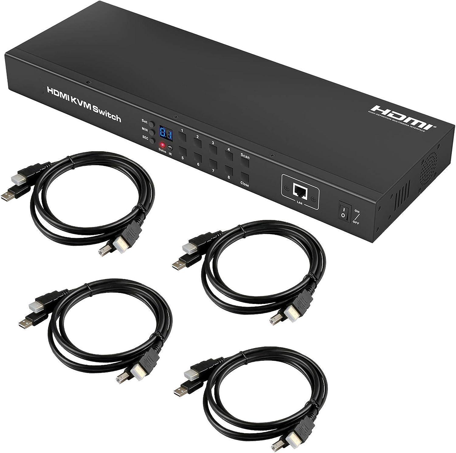 Пользовательский 8X1 HDMI KVM-переключатель, 8 портов