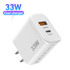 Настенное зарядное устройство USB C GaN 33 Вт PD 30 Вт + QC 4,0 PPS Блок сверхбыстрой зарядки с дисплеем ватт и складной вилкой Адаптер питания с портом Type-C 