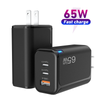 Настенное зарядное устройство GaN USB-C 1A1C/1A2C, 65 Вт с подачей питания PD для ноутбуков, планшетов и телефонов